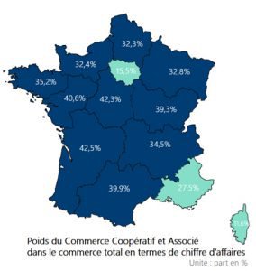 Poids du Commerce coopératif et associé en France